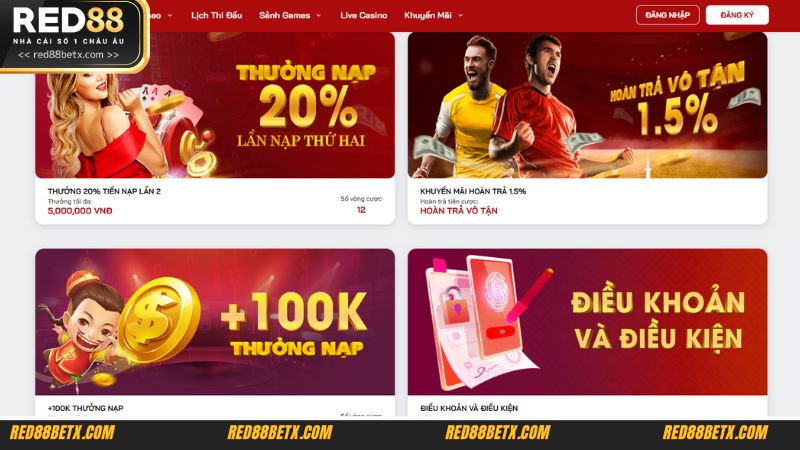Các chương trình khuyến mãi Red88 mới nhất đang diễn ra